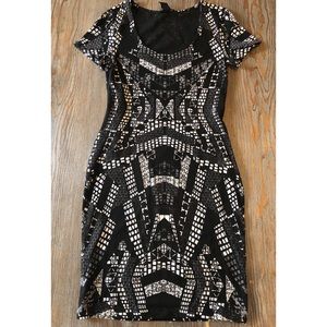 Black and white patterned midi dress